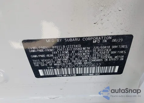 2023 Subaru Forester Limited z USA, uszkodzony, nr VIN JF2SKAPC5PH509622